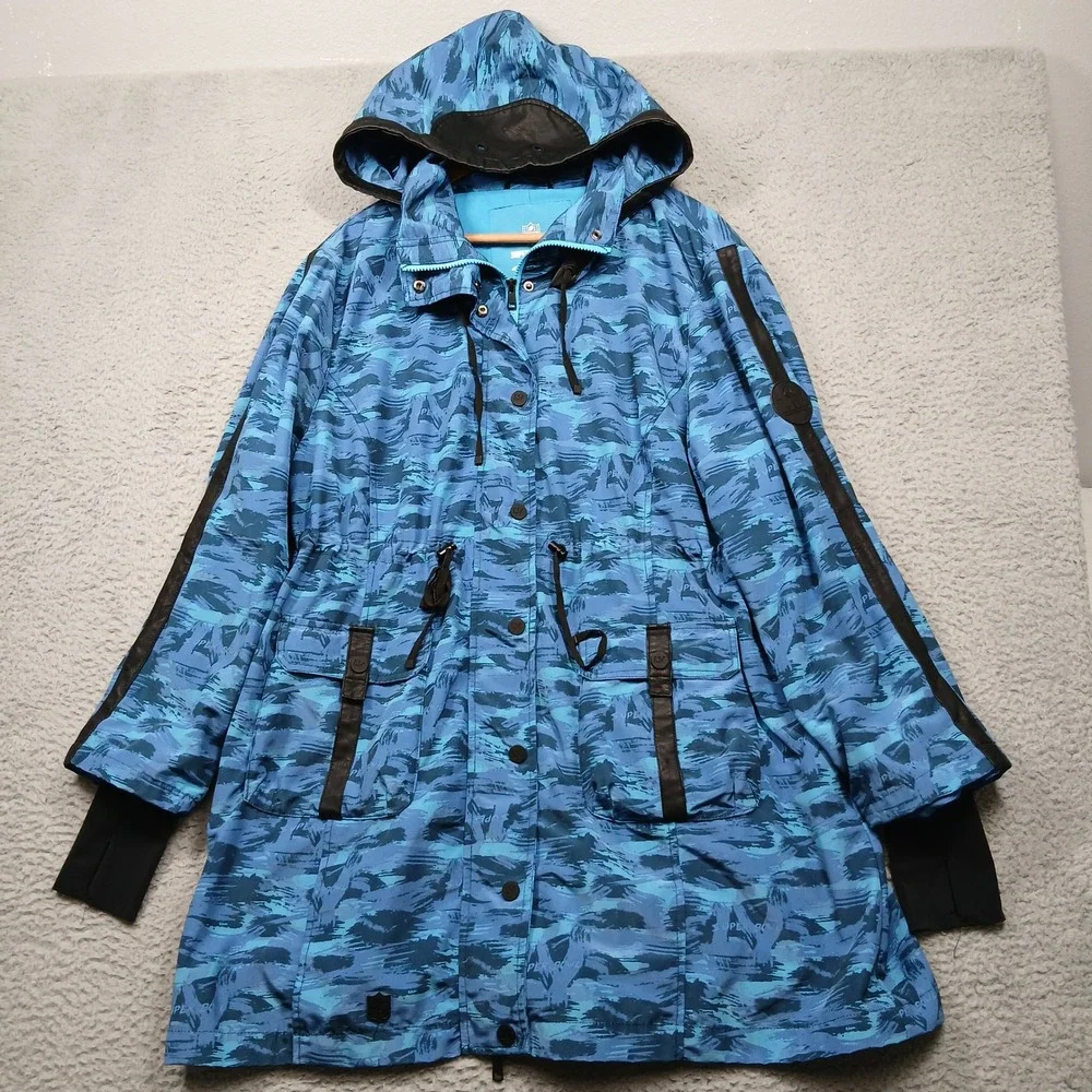 NFL Super Bowl LV Women's 2XL Blue Camo Hooded‎ Jacket Windbreaker